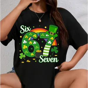 Leprechaun St. Patrick’s Day T-Shirt – 67 Six Seven Funny 6 7 Meme Cotton Casual Tee for Youngsters
