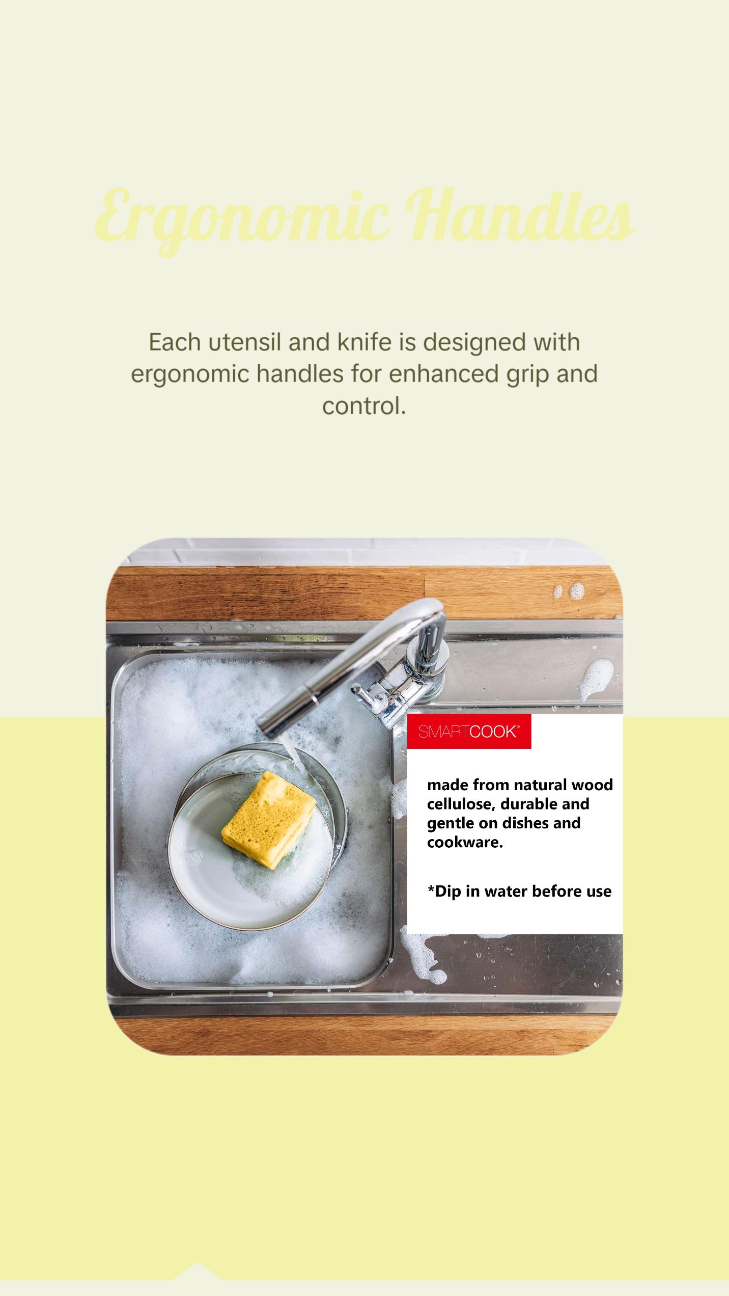 SmartCook 27 Pcs Kitchen Utensils Set with kitchen Knife Block Set with sharpener, Premium Stainless Steel,Cooking Utensils Set, Kitchen Gadgets Tools Set, Lightweight and Strong, Spoon, Ladle, Silicone Whisk and more, Utensils de Cocina