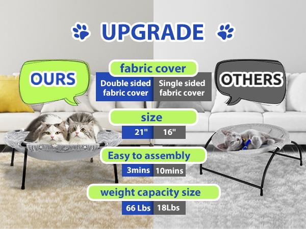 POMESEA Desk & Floor Cat Hammock,Soft Elevated Pet Bed for Dogs & Cats, Glow in The Dark,Napping Spot,Raised Cozy Hammock,Cat Lounge Furniture