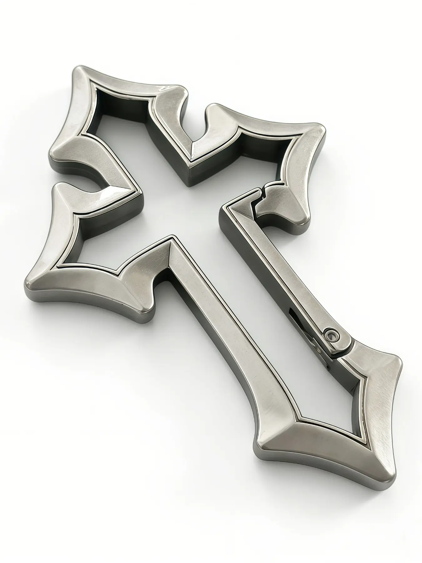 Gothic Cross Keychain for Bags, Silver Color Antique Irregular Spring Buckle, Bag Pendant, Street Style Alloy Keychain, Fashion Accessory, Fashionable Alloy Keychain, Zinc Alloy Keychain