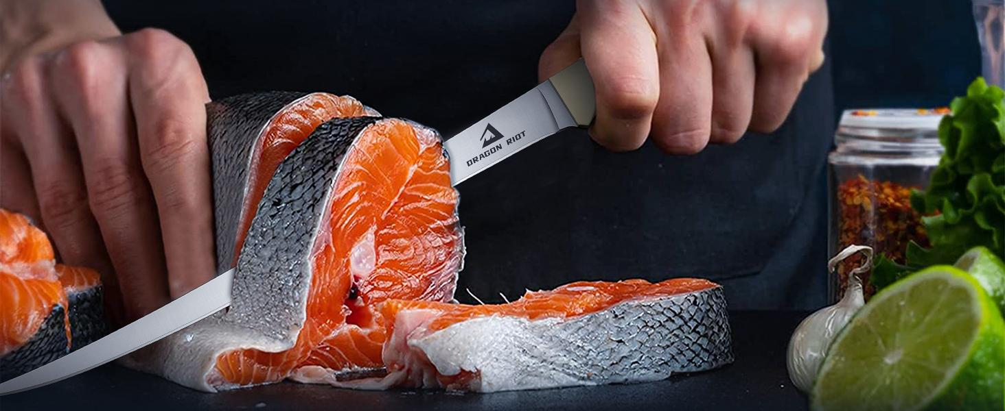 DRAGON RIOT 9 inch Professional Boning Knife for Filleting Fish Christmas Gift with Ergonomic Handle for Meat Poultry Cutting Indoor or Outdoor DRAGON RIOT 9 inch Professional Boning Knife for Filleting Fish Christmas Gift with Ergonomic Handle for Meat Poultry Cutting Indoor or Outdoor