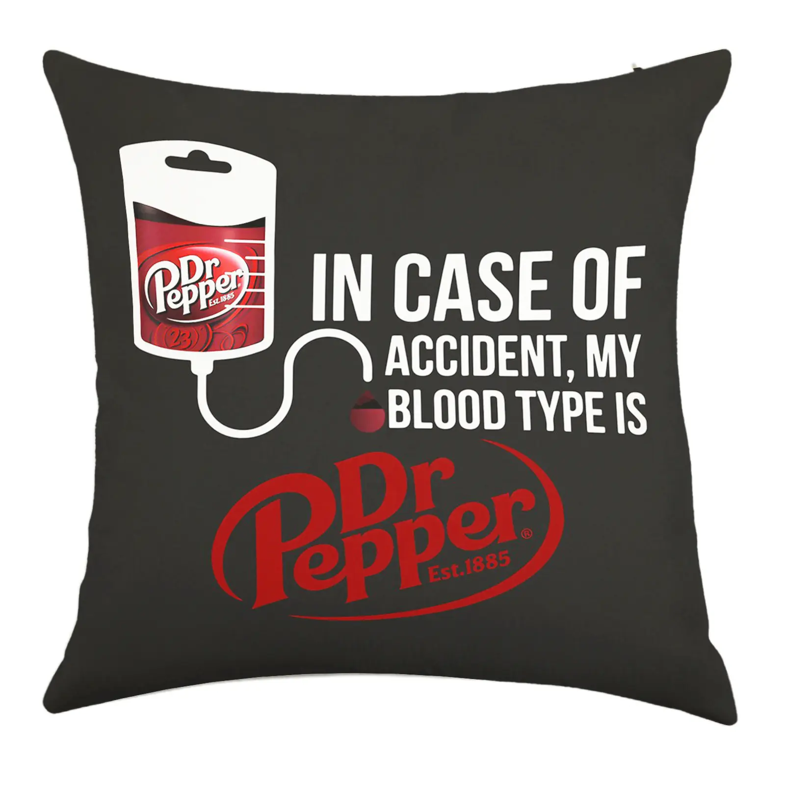 Dr Pepper Funny Slogan Linen Throw Pillowcase - Single-Side Print, Invisible Zipper, Polyester for Easy Care, No Insert, Bedroom Decor for Sofa Beds, Text Print Cushion Covers