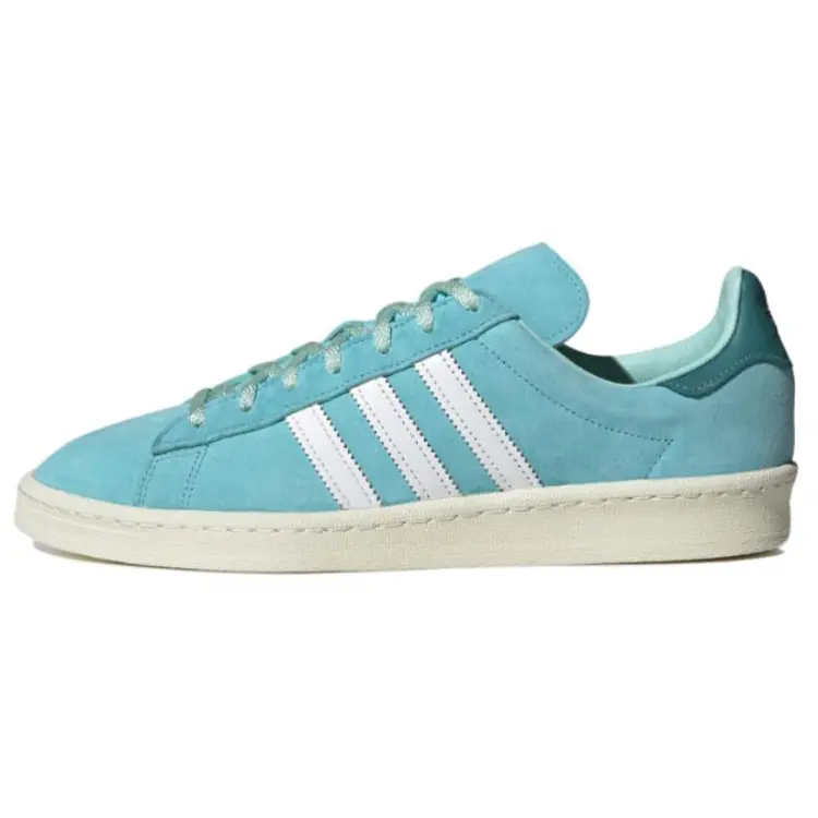 Male Adidas Campus 80s 'Light Aqua' Retro Sports Sneaker - Soft Suede Upper, Striped Iconic Design, Everyday Wear, Available in US M 7, 7.5, 8.5 Sizes, Runs Small, Retro Look