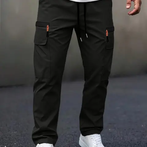 Men’s lightweight quick-dry work pants for spring and autumn, straight cut. Fabric is made from a new 130 g material (plus sizes available): large capacity, decorative zipper, elastic waistband, slanted front pocket (no rear pockets). Ideal for hiking, fi