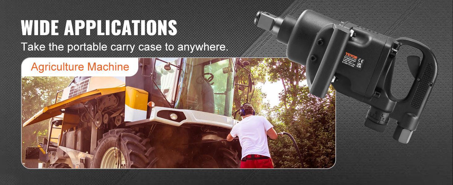 VEVOR 1 Inch Air Impact Wrench, TikTokShopBlackFriday, Up to 2730 ft-lbs Reverse Torque Output 1" Pneumatic Impact Gun Lightweight w/ 2 Handles for Heavy Duty Repairs and Maintenance