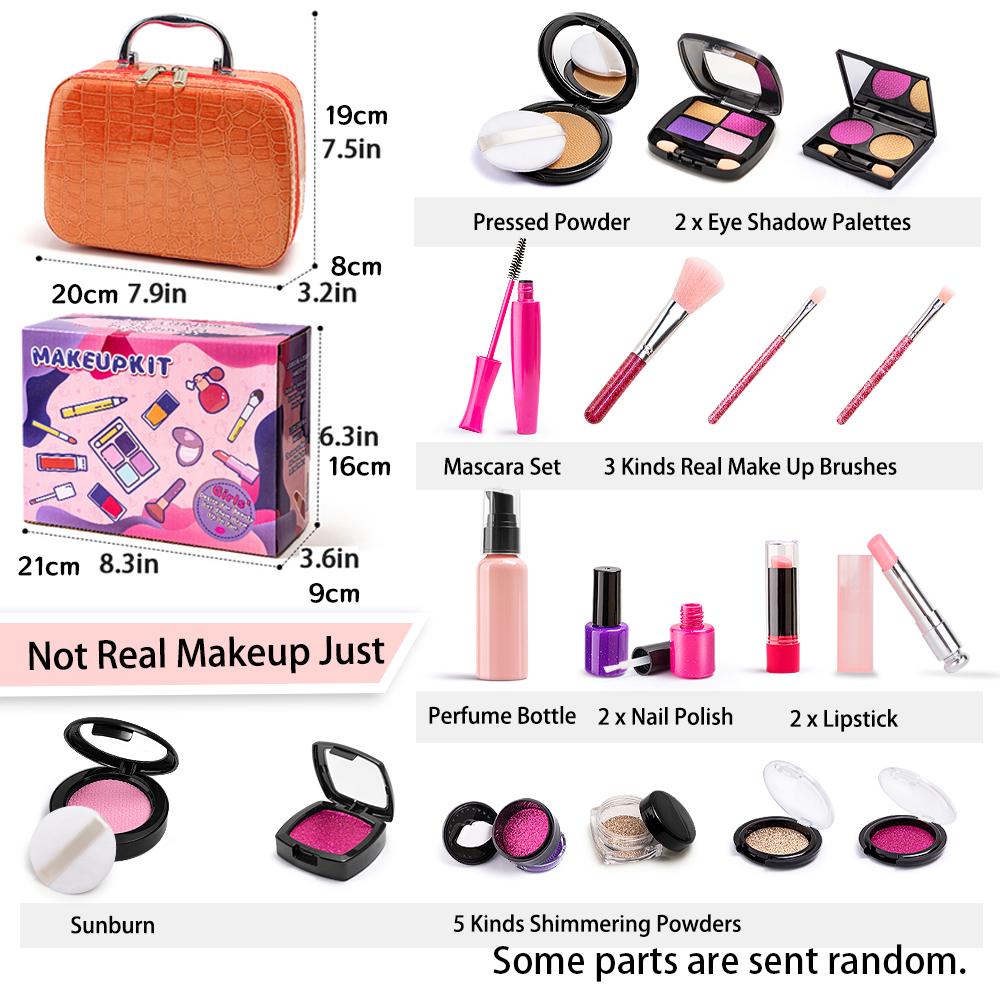 Simulated Makeup Kit for Girls, Play Makeup Set for Kids - Includes Cosmetic Bag for Birthdays and Christmas, Imaginary Makeup Fun for Toddlers and Little Girls Ages 3+ summerwins