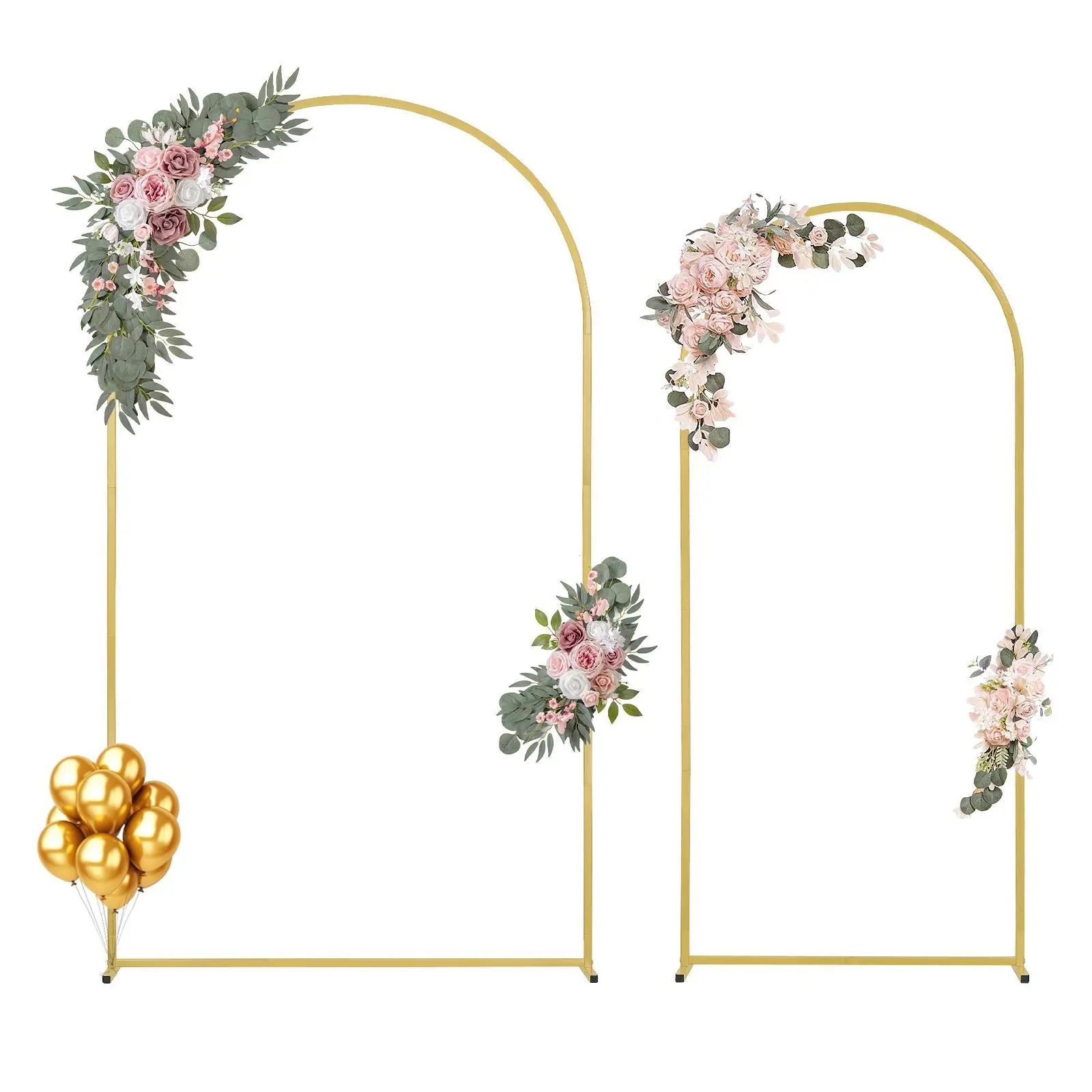 【FathersDayGift】VEVOR Wedding Arch Backdrop Stand,  , 7.2FT & 6FT, Set of 2 Stand with Case Connection & Chassis Crossbar Design, Easy-to-Assemble Gold Stand with Premium Metal, Fit for Birthday, Celebration, Holiday
