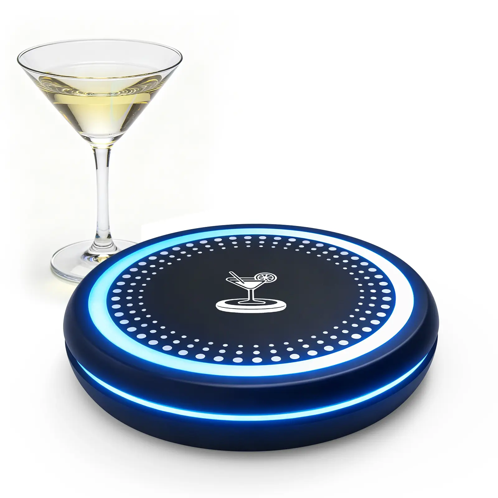 GFFKIT Smart Coaster Cordless Cocktail Machine with PC Tempered Glass, LED Lighting & App Integration - Automated Home Bar Maker, Portable for Indoor/Outdoor Use, Housewarming & Birthday Gift Option, Camping, Gifts For Birthday