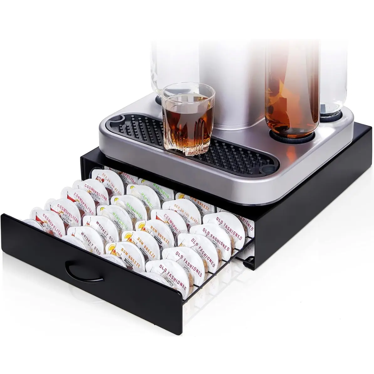 KSESTOR Durable Bartesian Capsule Holder Drawer - 40-Pod Capacity, Matte Black Slide-Out Metal Drawer, Stackable Steel Frame for Bartesian and BEV By Black+Decker