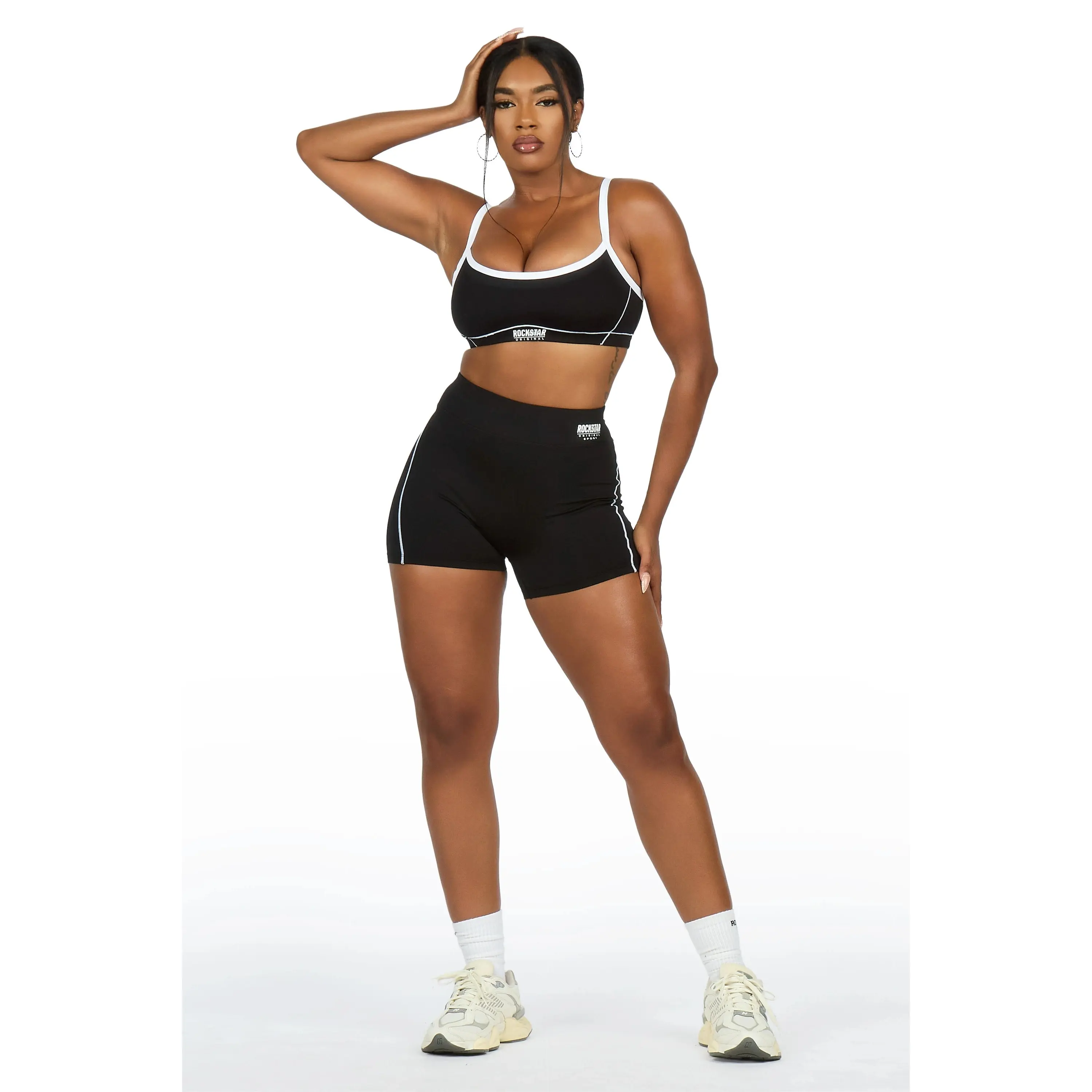 Afshana Black Tank Active Bike Short Set