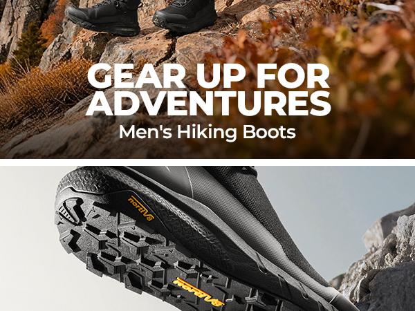 【Back To School】NORTIV 8 Men's High Top Waterproof Hiking Boots - Lightweight Oxford Fabric Outdoor Footwear, Rubber MD All-Weather Grip, Mesh Liner for Mountaineering, Camping (Back to School TikTok Shop Men's Shoes), Laces