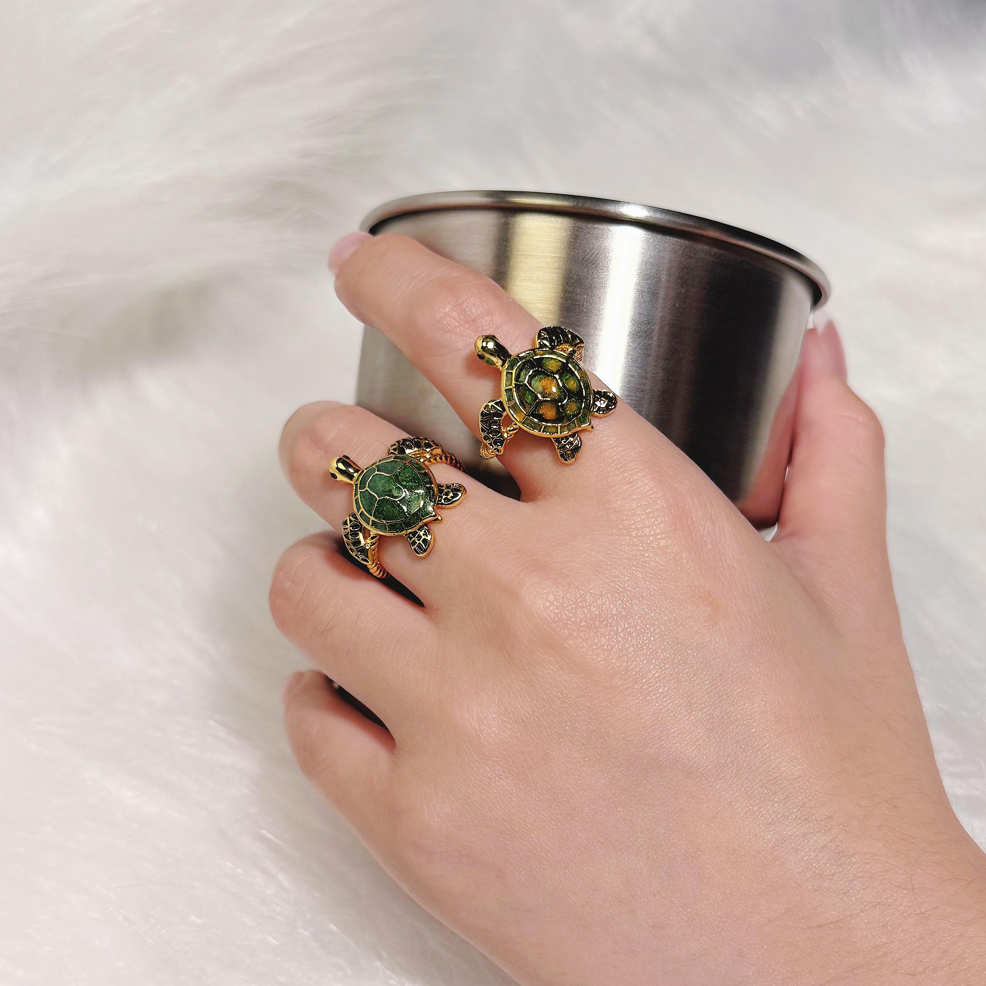 Lucky Turtle Ring-adjustable,Symbol of Ocean Wisdom, Beach Serenity, and Good Fortune for Couples or Friendship