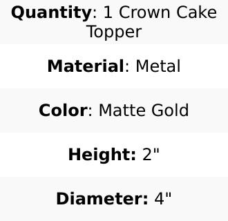 Metal Princess Crown Cake Topper Gold - Exquisite Cake Centerpiece Decor for Quinceañeras Bridal Showers & Fairytale-Themed Events 2"