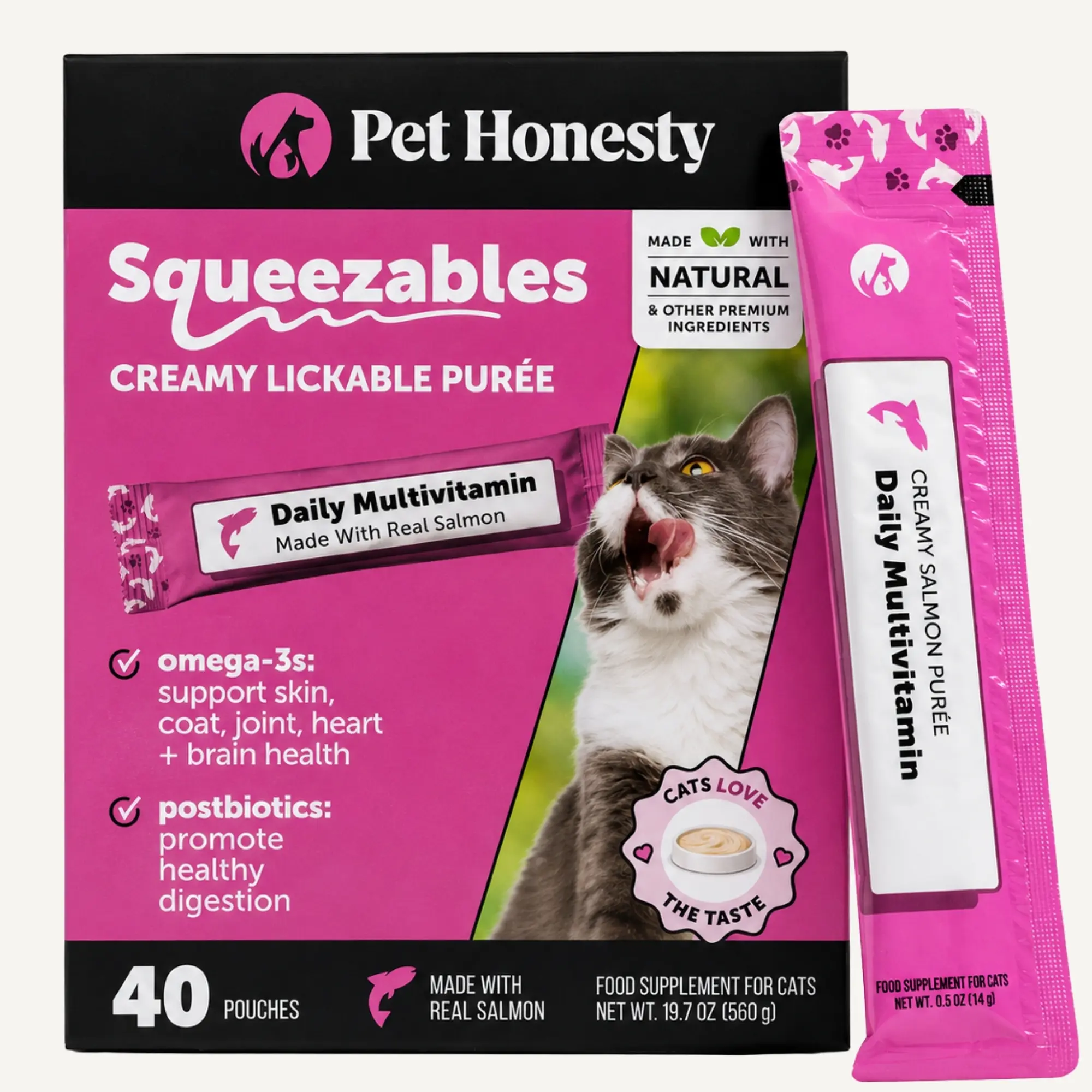 Pet Honesty Squeezables Multivitamin Lickable Supplements for Cats, 40 Pouches Pet Honesty Squeezables Multivitamin Lickable Supplements for Cats, 40 Pouches