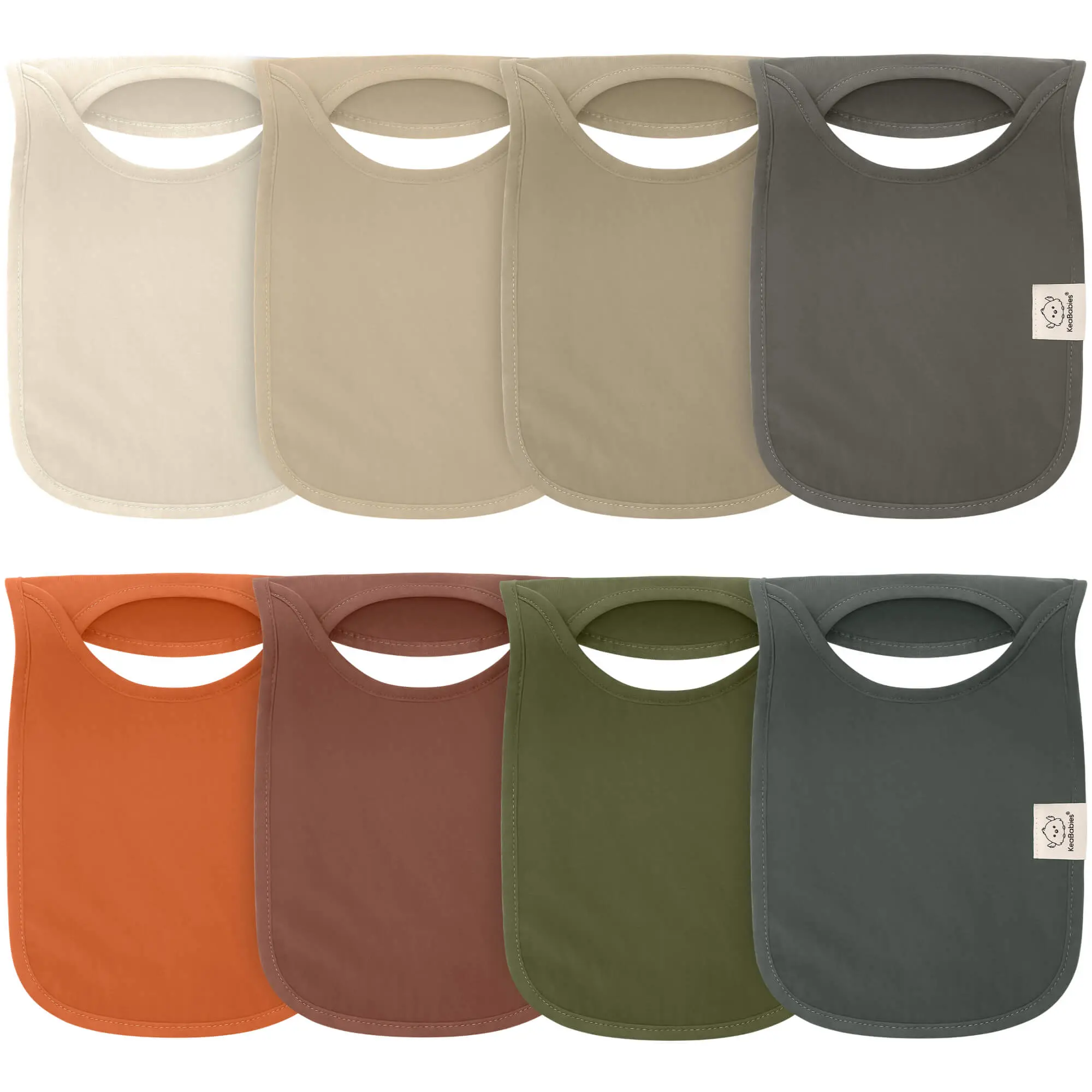 KeaBabies 8-Pack Bibs for Baby Girl, Boy - Pullover Large Baby Bibs for Drooling and Teething Infant, Newborn, Soft & Absorbent Organic Cotton, Long Torso Coverage Keep Toddler Clean & Dry