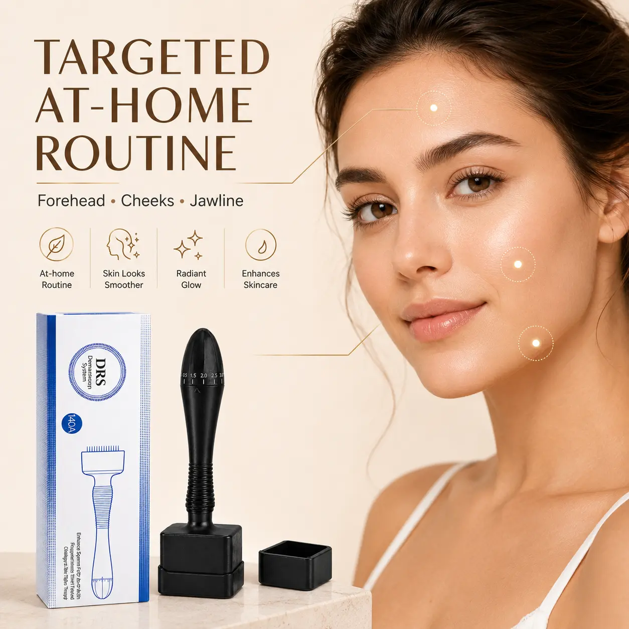 Esthetician's secret tool revealed! The DRS adjustable derma stamp features a 140-needle array for even coverage, making it easy to achieve salon-quality care right at home.