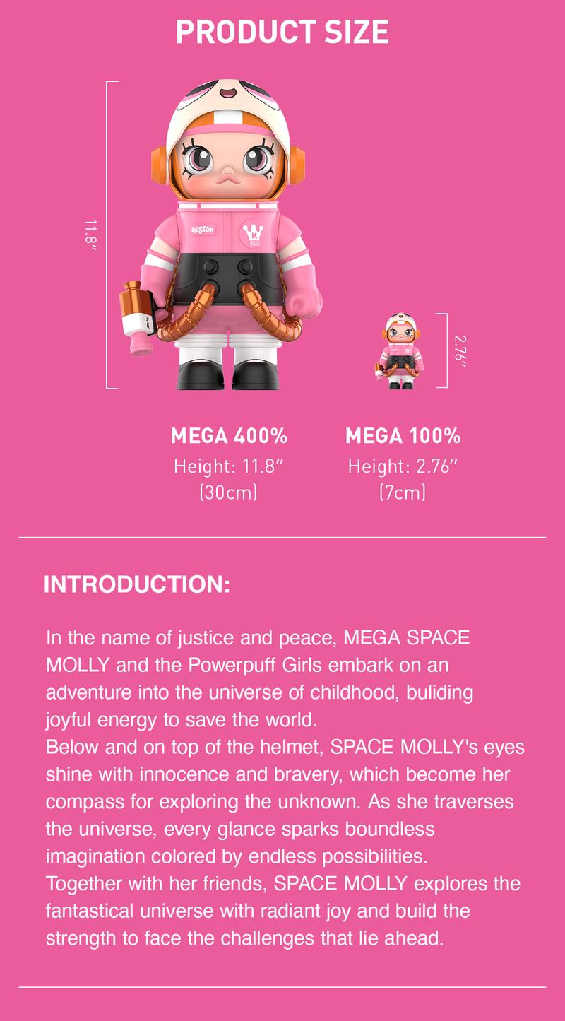 POP MART MEGA SPACE MOLLY 400%+100% THE POWERPUFF GIRLS-Blossom