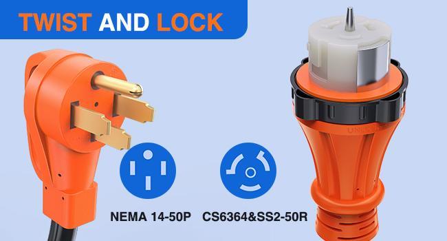 Nilight 50A 50FT Generator Extension Cord and Power Inlet Box 125/250V Heavy Duty 6/3+8/1 Gauge STW ETL Listed NEMA 14-50P/SS2-50R Twist Lock Connector for RV Outdoor Use