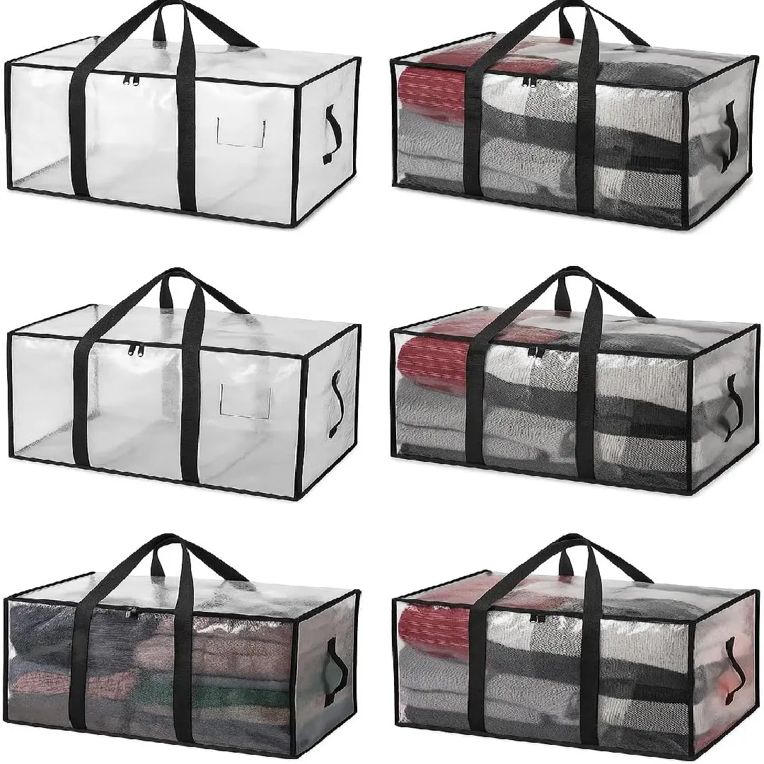 Oversized Moving Bags Or Storage Bag, Large Moving Boxes With Backpack Straps, Zippers Handles, Heavy And Duty Packing Bags For Moving, College Dorm, Christmas Decorations, 6 Pack