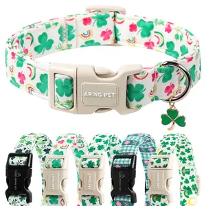 ARING PET St Patrick's Day Dog Collar, Adjustable Cute Green Clover Shamrock Puppy Accessory -  Ideal Pet Gift for Small Medium Large Boy Girl Dogs