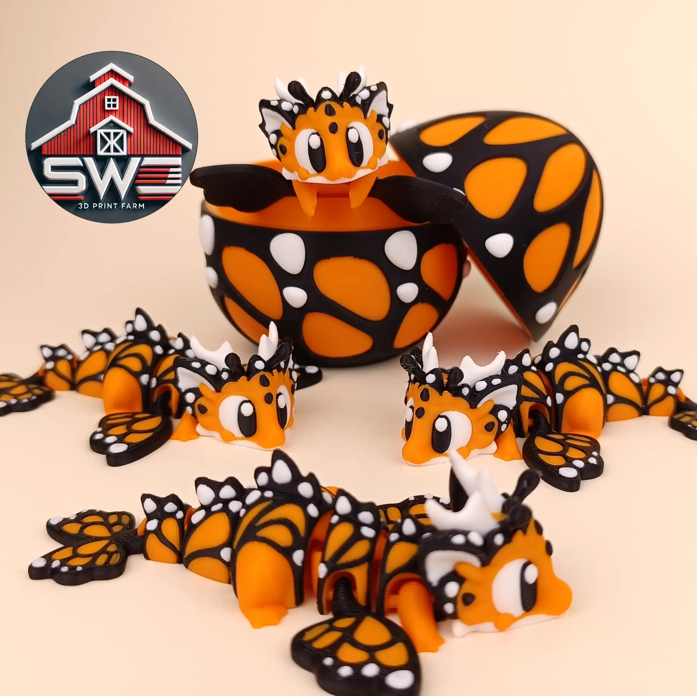 Butterfly Dragon with Matching Egg | Articulated Fantasy Collectible | 3D Printed Decor Dragon Egg