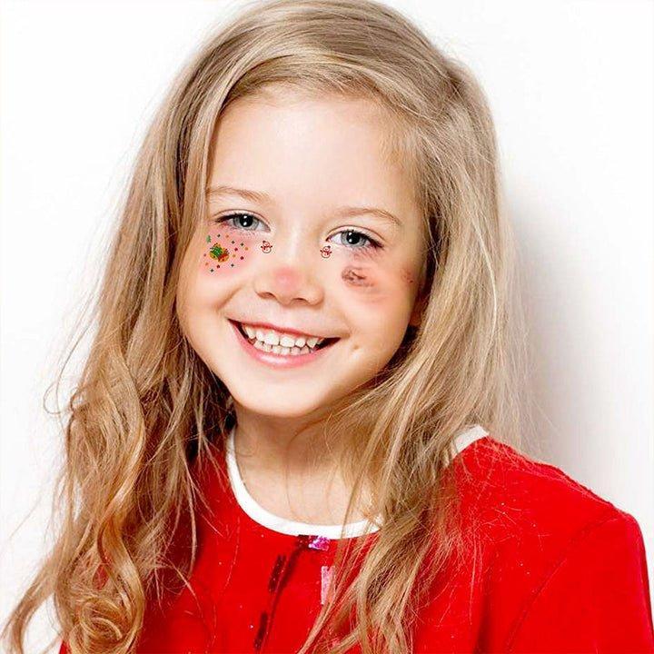 12 Sheets Christmas Temporary Face Tattoos for Kids Adorable Designs Water-Based Safe for Children's Skin Waterproof Long-Lasting Festive Tattoos for Parties and Holidays
