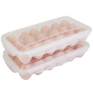 2 Pack Stackable Egg Holder for Refrigerator 18 Grid Plastic Egg Storage Container with Lid