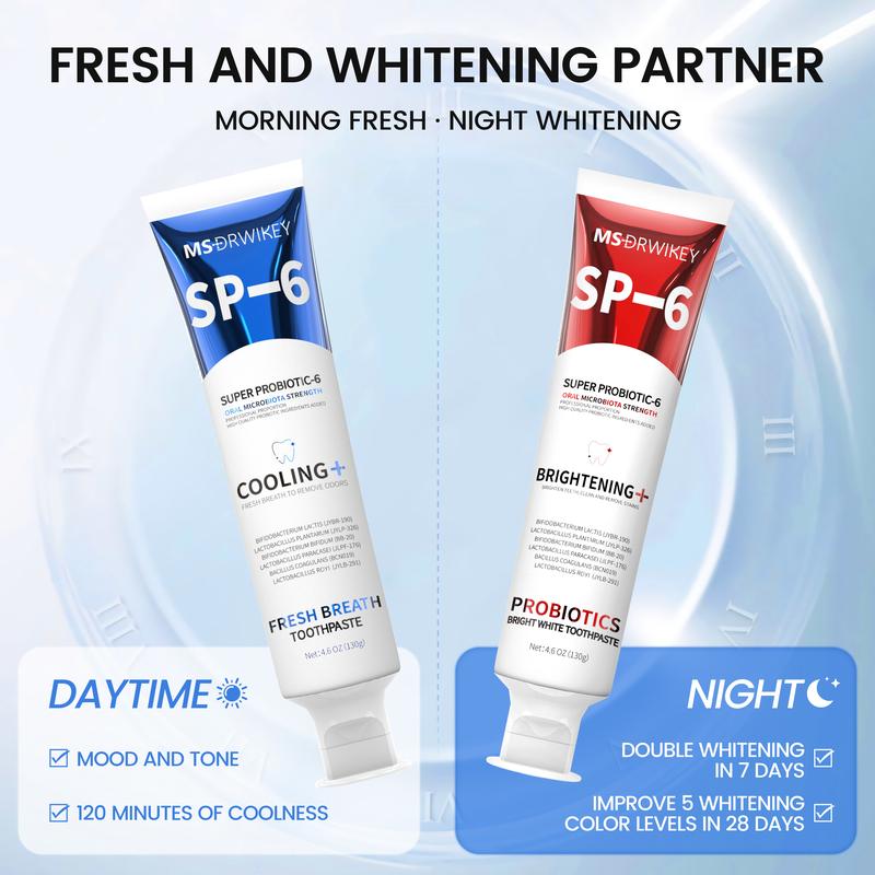 MSDRWIKEY SP-6 Toothpaste Set | Probiotic Formula for Enamel Repair & Long-Lasting Fresh Breath