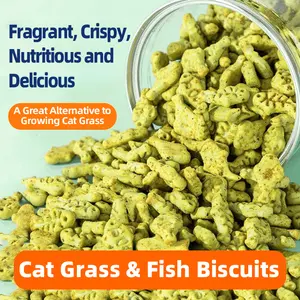 Cat Grass Treats with Salmon & Catnip | Hairball control and Training treats | Teeth cleaning snack Reduce plaque (13.4oz) cute
