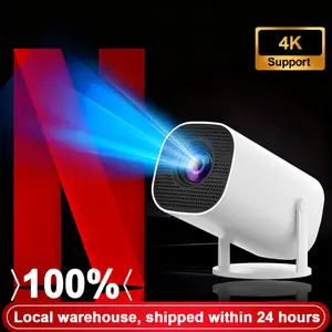 HY300 Portable Smart Projector with 180° Rotating Stand, 4K Ultra HD Decoding, Auto Keystone Correction, Dual-Band WiFi Wireless Screen Mirroring for iOS & Android