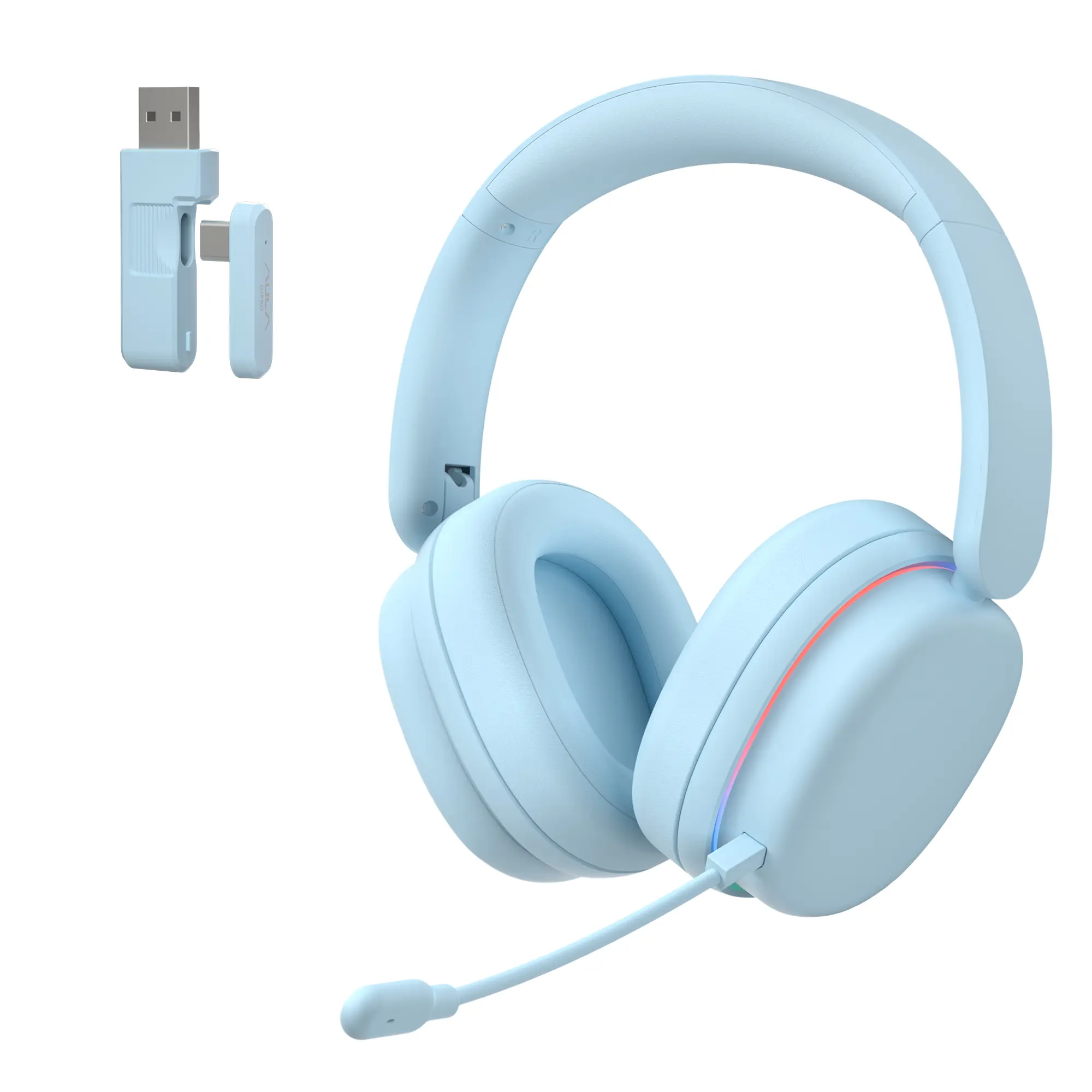 AULA G7 Pro Sky Blue Wireless Over-Ear Gaming Headphones - Gaming Accessory, 7.1 Surround Sound, 10ms Low Latency, Bluetooth 5.3, Active Noise Cancellation Mic, RGB Light, for PC/PS5/Switch
