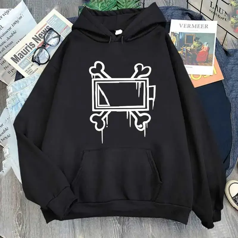 Men's Classic Pullover Hoodie - Unisex Autumn Winter Fleece Fabric Tops, Murder Drones Print, Trendy Foreign Trade Leisure Sports Menswear, Round Neck, 100% Cotton, Fleece Hoodie, Murder Drone Print