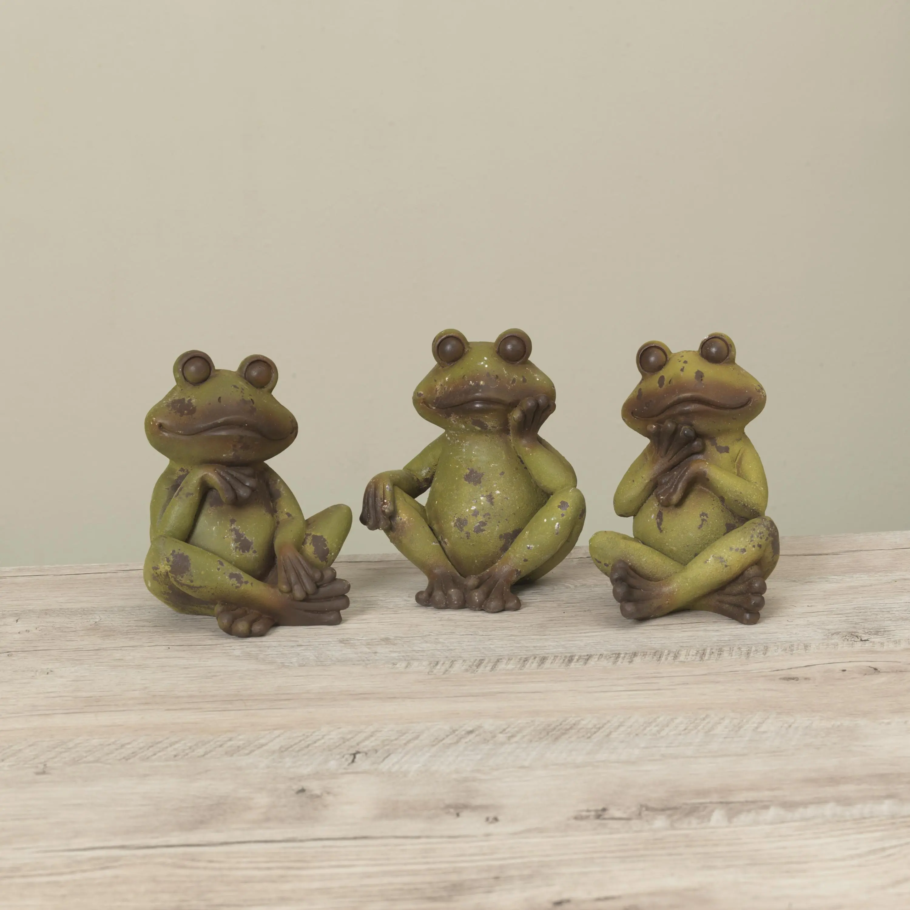 Rustic Zen Frog Statue -