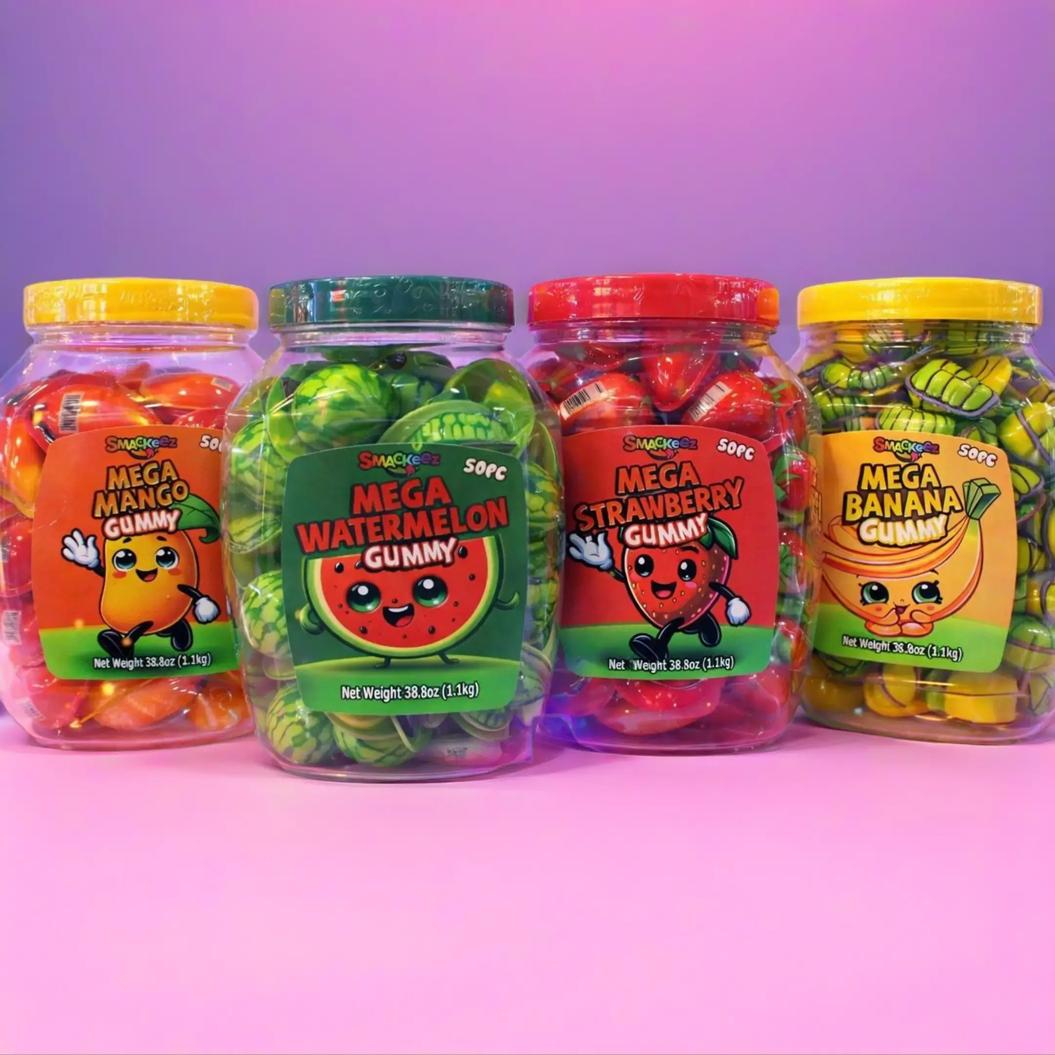 Smackeez Jelly Sweet Edible Gummies - Fruit Sweet Candy, Gummy Fruit Snacks Available in Watermelon, Unicorn, or Earth Raspberry Flavors