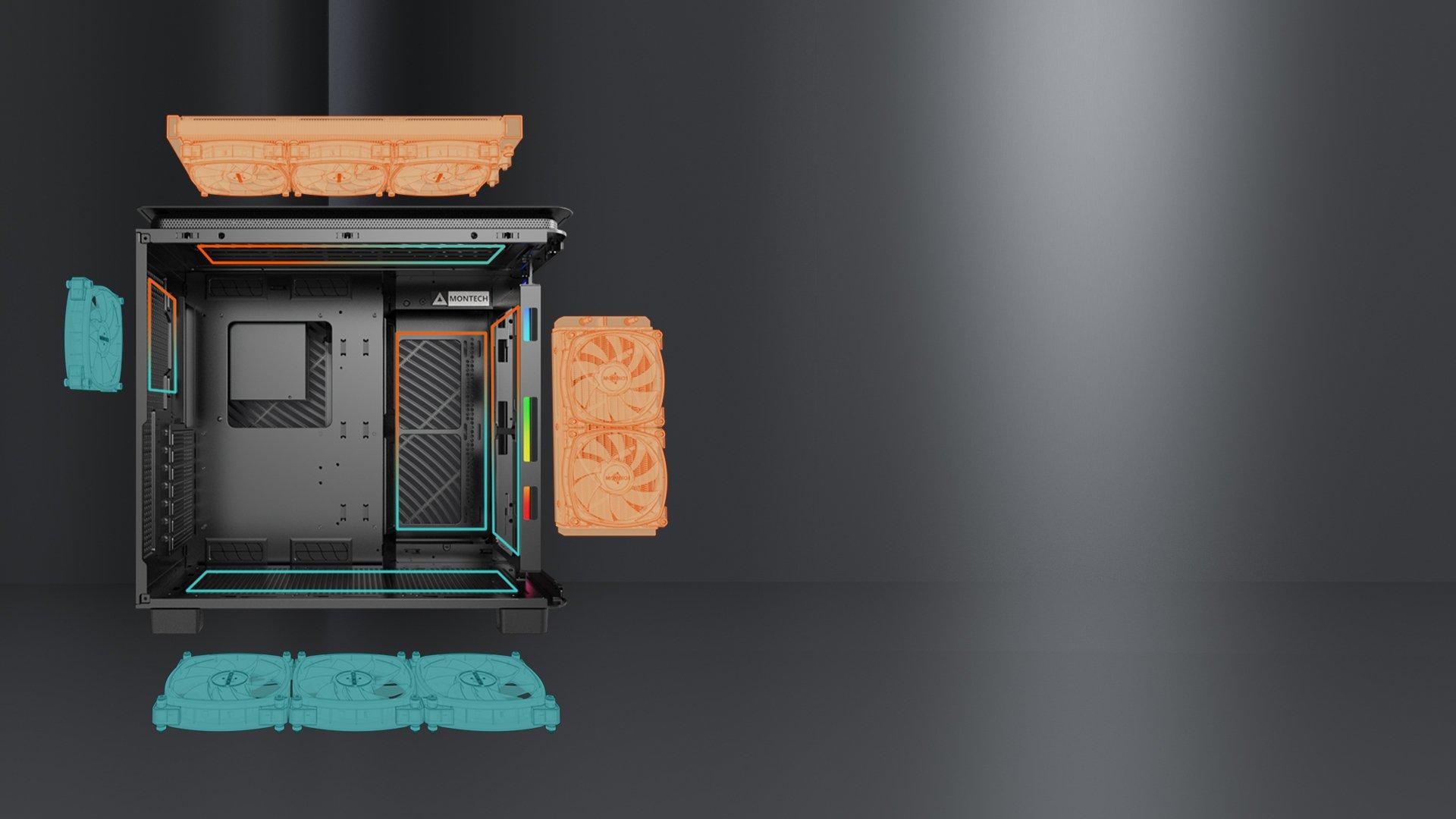 Montech KING 95 PRO Middle Tower Computer Case Black-KING 95 PRO (B) Made For Gaming Fan Cooling Montech KING 95 PRO Middle Tower Computer Case Black-KING 95 PRO (B) Made For Gaming Fan Cooling