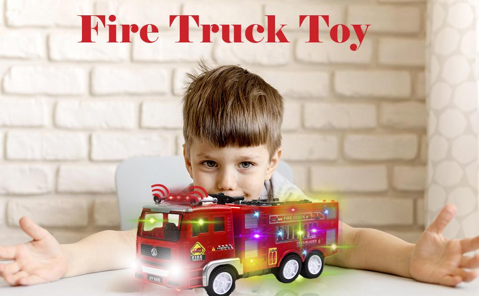 Toysery Fire Truck Toy, Realistic Fire Trucks Toddler Toys, Siren Head ...