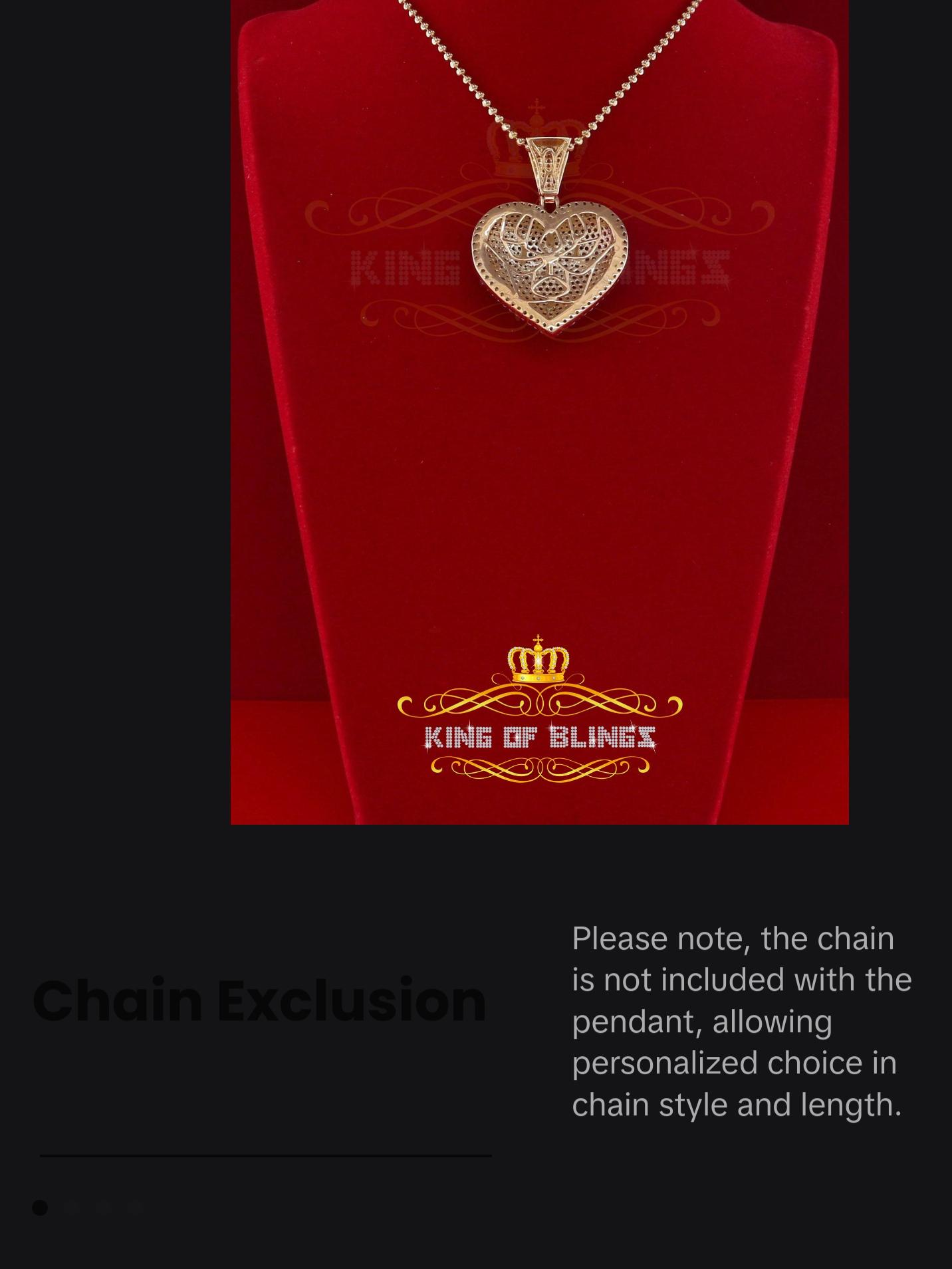 King Of Bling's Black Stone 925 Yellow Sterling Silver HEART BEAT Pendant with11.74ct Cubic Zirconia