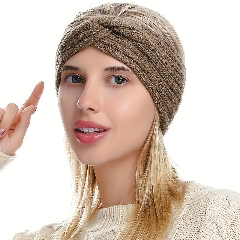 Cubidupi Triple KnotWarmth Ribbed Knit Headband Set-3pcs (Classic Neutrals:Beige/Brown/Black) SpringStatements