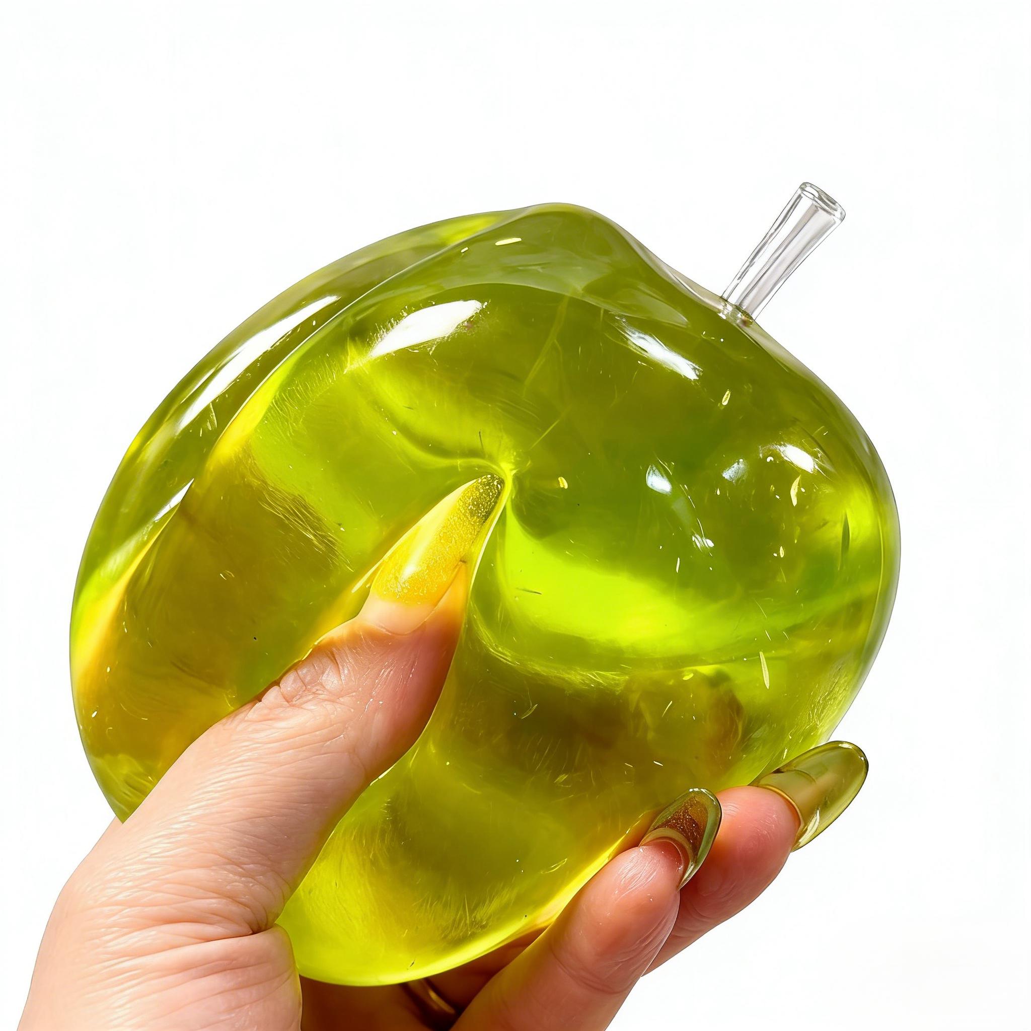 Green Apple Maltose Squishy - Indent Slow Rebound Fidget Toy| Realistic Fruit Stress Ball for Gift to Kids or Adults