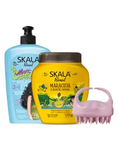 3 Pack SKALA Expert Mais Cachos 250G + Passion Fruit & Pataua Oil 1000g + Silicone Shampoo Scrub Brush