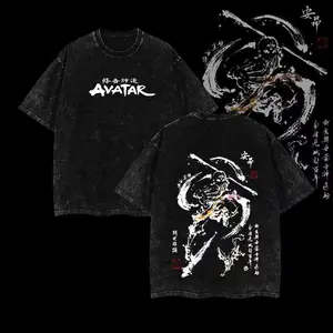 Aang Shirt, Avatar the Last Airbender Shirt, Animated Shirt, Vintage T-Shirt Menswear Top Underwear Tshirt The Last Air Nomad - The Avatar Anime Double Printed  Washed Tee Unisex Oversize Anime Manga