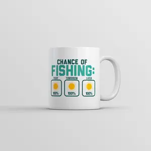 Chance Of Fishing Mug Funny Novelty Fish Graphic Coffee Cup - 11oz Funny Coffee Mugs Ceramic Printed Drinkware Cup