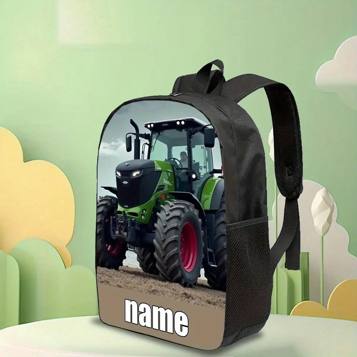 Custom Name Backpack for Kids, 17-Inch Large Capacity Polyester Bag with Preppy Cartoon Design & Water Bottle Holder for School, Fashion Durable Backpack, Lightweight Daily Backpack