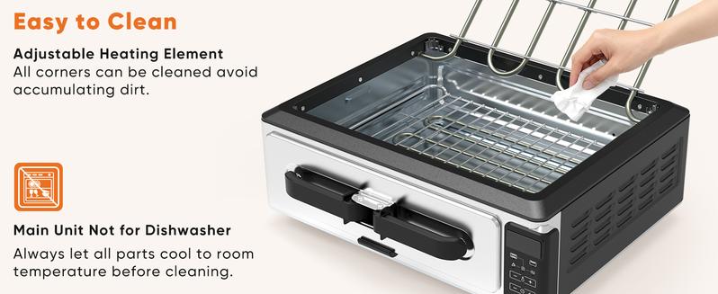 Sweetcrispy Electric Grill Indoor for Steak & Veggies Smokeless Griddle with Lid Temp Control Grill Plate Splash Guard Crumb Tray 2-in-1 Multifunctional Cooking Modes Pizza Toast Grill Warm