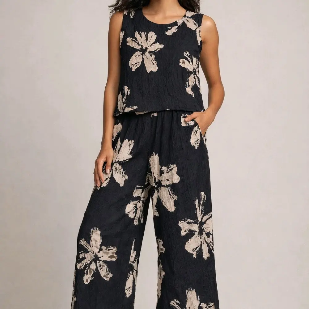 ribbed set with summer print