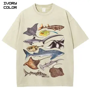 Shark & Ray Family Graphic Tee, Sea Animal 90s Vintage Style T-shirt, Summer Tee, Ocean Unisex Tshirt, cotton crewneck shirt, Trending, Viral Gift For Him and Her