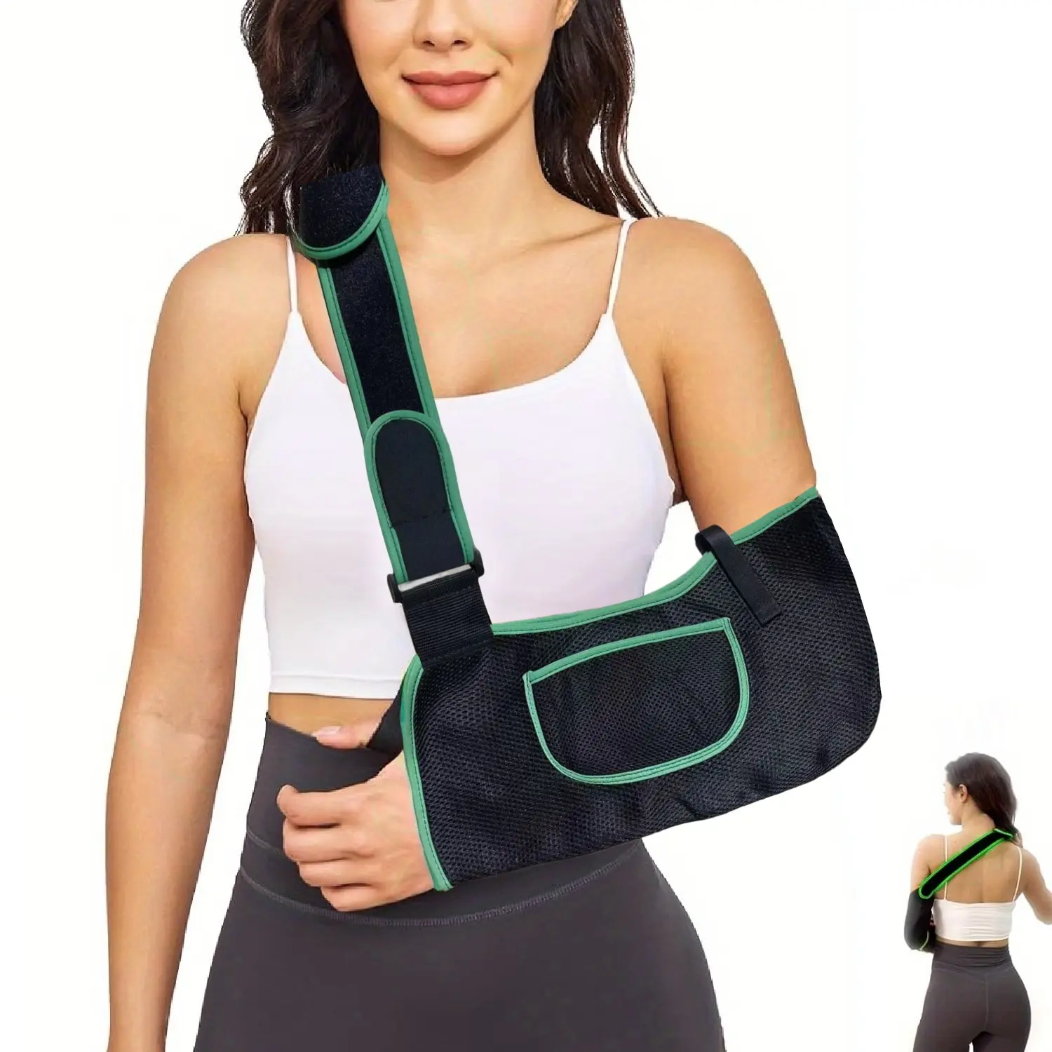 Arm Sling for Women&Men with Enhanced Size Adjustable Sling for Arm Support, Elbow Wrist Left Right Arm Sling with Buckle Design (M) Medical Accessories Shoulder Back Aligner