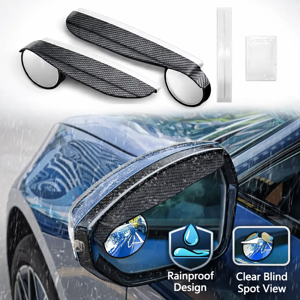 Geschenke zum Vatertag  2-in-1 Car Blind Spot Mirror with Rain Guard, 360° Adjustable Rear View Mirror Rain Visor, Universal Auto Side Mirror Accessories