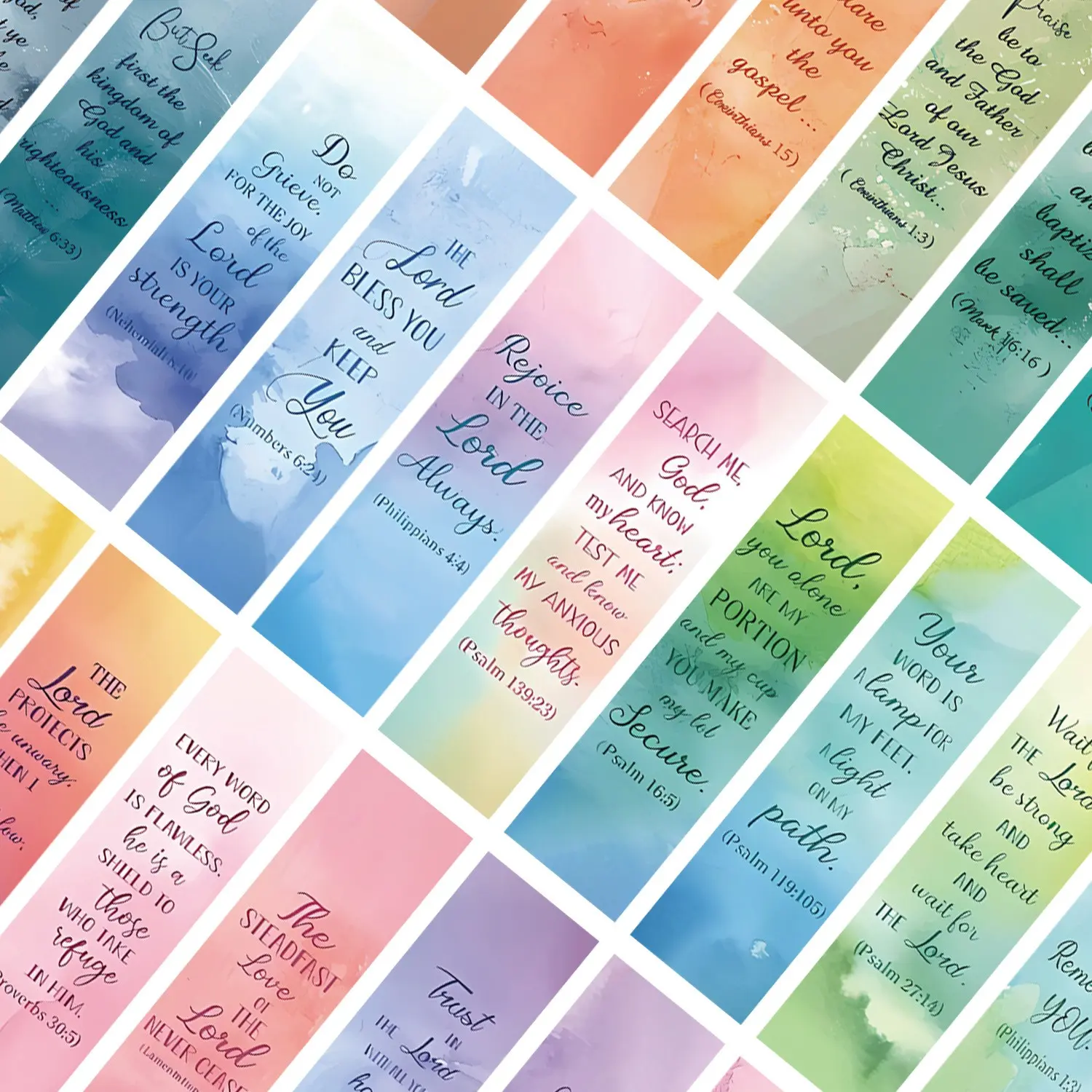 30 Pcs Watercolor Text Bookmark Series, Creative Artistic Diary Supplies, Reading Paper Bookmarks DIY, Flat Sticker Type