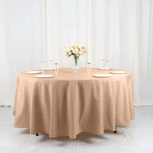 Polyester Round Tablecloth 108" Nude - Durable and Stain-Resistant for Easy Maintenance